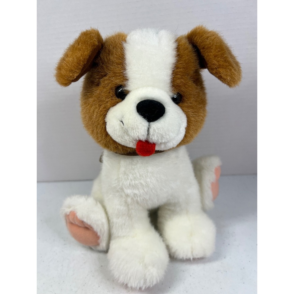 Vintage 1997 International Silver Co St Bernard Plush Dog Brown White 10in